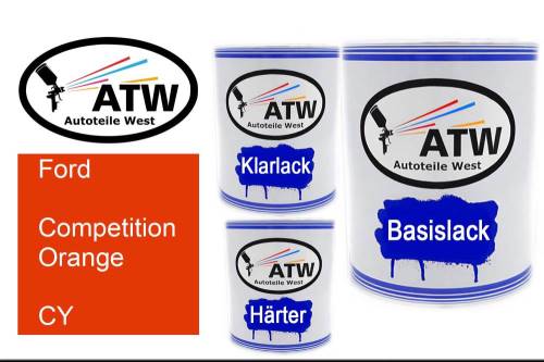 Ford, Competition Orange, CY: 1L Lackdose + 1L Klarlack + 500ml Härter - Set, von ATW Autoteile West.
